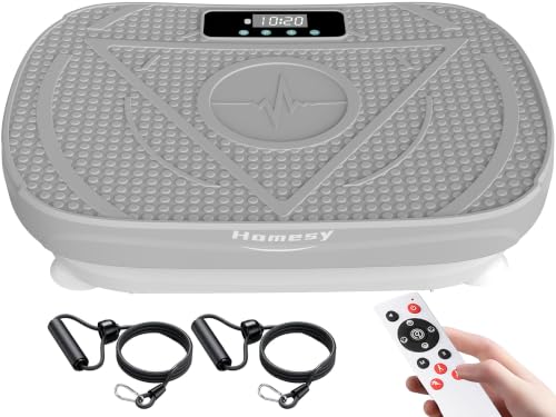 Vibration Plate Exercise Machine for Home Workouts | 99 Speed Settings, Resistance Bands, Remote Control, Compact Design