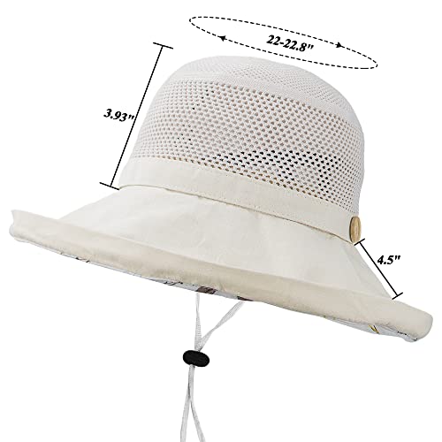 Women's Mesh Sun Hat - Foldable Beach Bucket Cap with UV Protection - Medium Beige