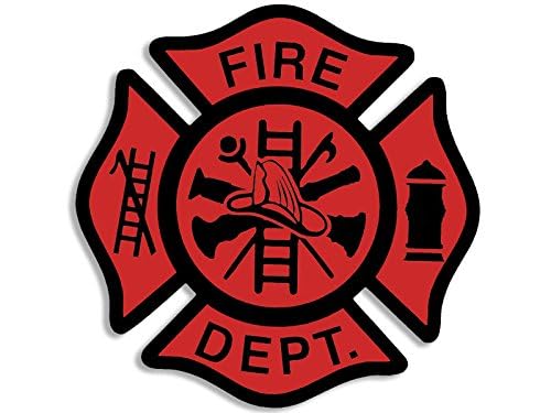 Fire Dept Maltese Cross Sticker - 3 Inch Vinyl Decal