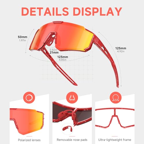 Kids Polarized Baseball Sunglasses - Lightweight Red for Ages 3-12