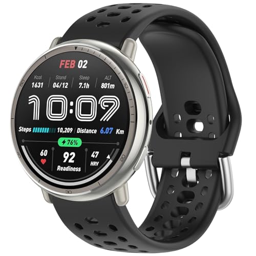 20mm Silicone Replacement Strap for Amazfit Active 2 - Black