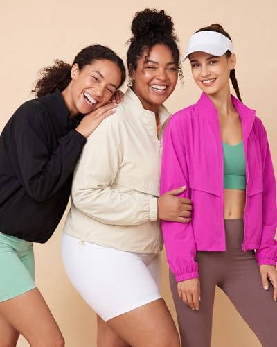 Lightweight Athletic Jacket for Women - Sun Protection, Windbreaker, Medium/Black