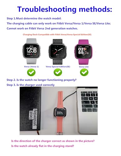 2-Pack Charging Dock for Fitbit Versa/Lite/SE - Charger Stand