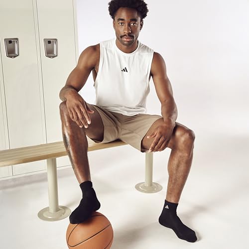 Men's Athletic Cushioned Quarter Socks - 6-Pack, Large - Black/Aluminum