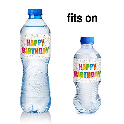 Happy Birthday Water Bottle Labels - 24 Pack Waterproof Party Stickers