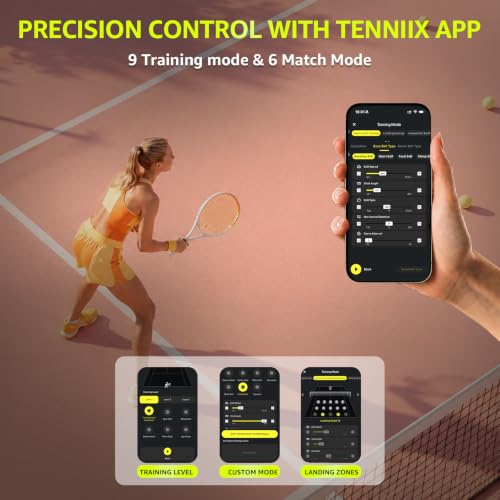 Portable Tennis Ball Machine - 75MPH, 4H Runtime, Voice Control - Black
