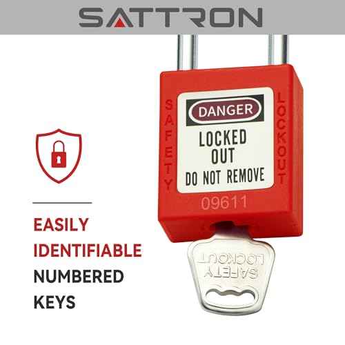 Lockout Tagout Locks, 10 Red Safety Padlocks OSHA Compliant, Keyed Differently Loto Locks (2 Keys Per Lock) for Lock Out Tag Out Stations
