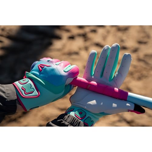 Easton Walk-Off Ethos Baseball Batting Gloves Spring Break Edition - Aqua Pink Youth & Adult Sizes
