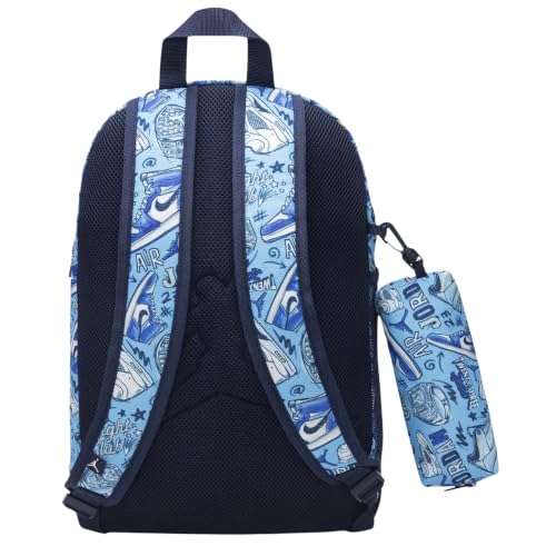 Light Blue Graphic Print Unisex Backpack with Pencil Pouch