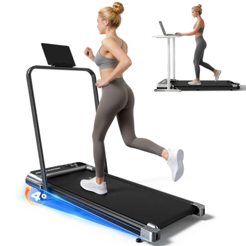 Adjustable Incline Walking Pad Treadmill with Handle Bar