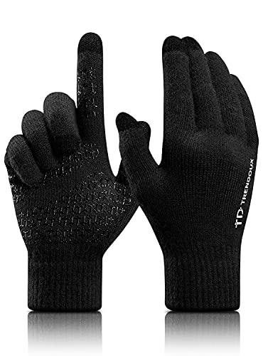 Merino Wool Winter Gloves for Men & Women - Black, X-Large
