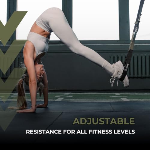 Full Body Suspension Trainer PRO with Door Anchor - Army Green