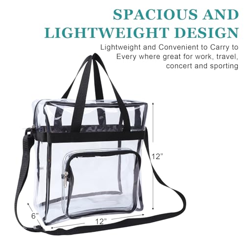 Clear Stadium Approved Bag with Front Accessory - Black
