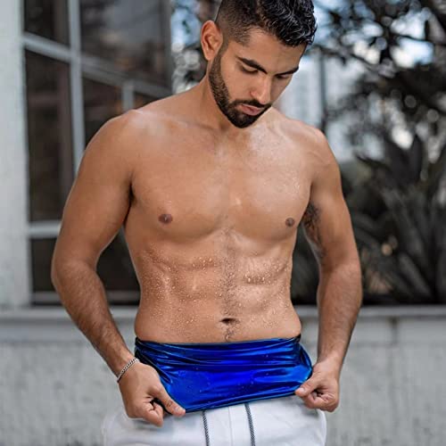 Waist Trainer Sweat Belt for Men - Sauna Slimming Belt - Deep Blue / Large-X-Large
