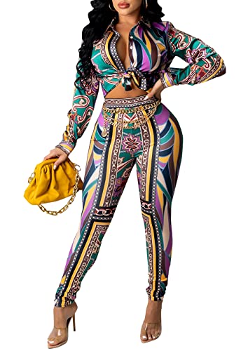 YouSexy Women's Floral Print Leggings & Pants Set - Purple, Small