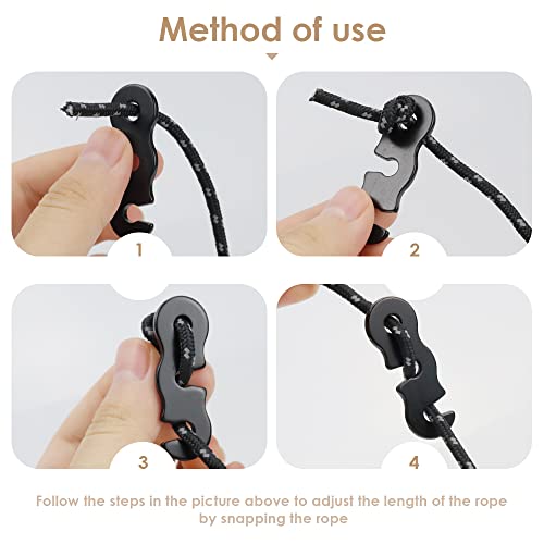 10-Piece Aluminum Guyline Cord Adjusters - Lightweight Tent Tensioners