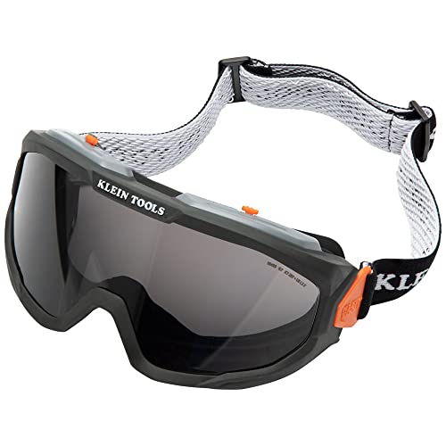 Klein Tools 60480 Safety Goggles, Tinted Gray Lens PPE Eye Protection, Anti-Fog, Scratch-Resistant, UV Protection, Adjustable Vents