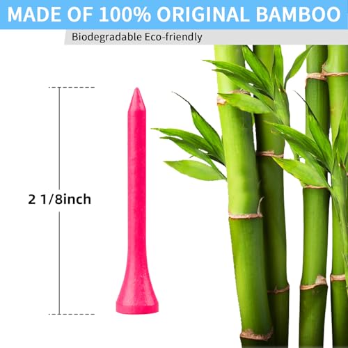 Bamboo Golf Tees 2-1/8 Inch - 100 Pcs Bright Pink