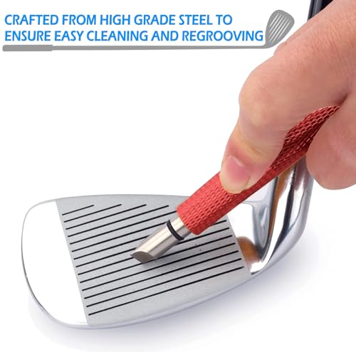 Golf Club Groove Sharpener & Cleaner Tool for Wedges and Irons - Red
