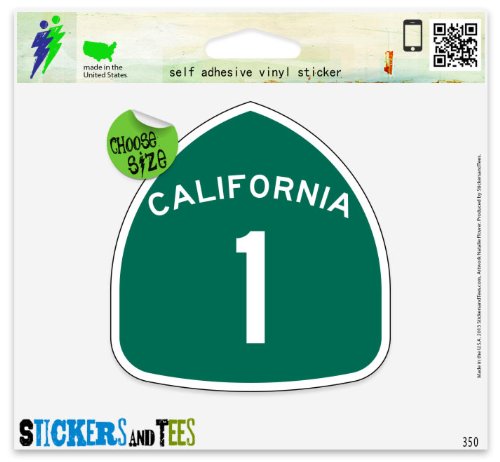 California Highway 1 Vinyl Bumper Sticker - 2" x 2" Square