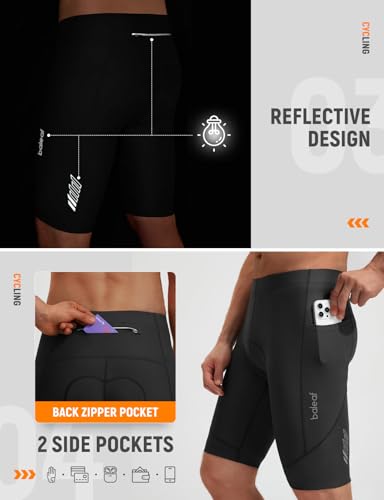 Baleaf Men’s 4D Padded Bike Shorts – X-Large, Black