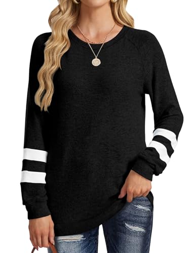 Desol Women's Color Block Crewneck Sweatshirt Large Black Fall Outfit Top