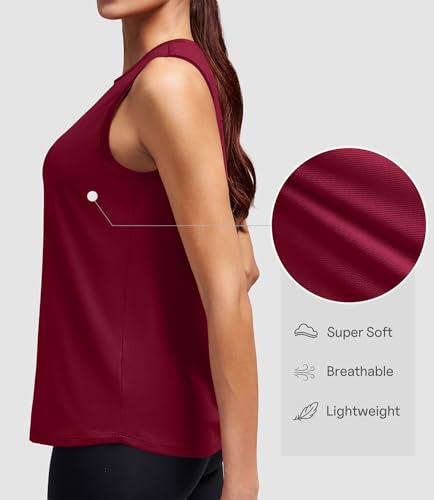 Workout Tank Top for Women - Athletic Sleeveless Medium Red
