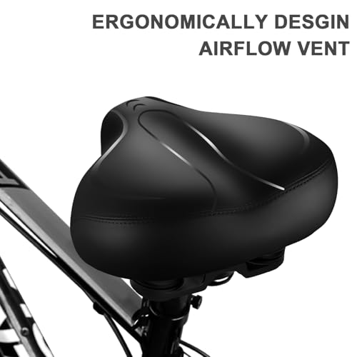 Roguoo Waterproof Gel Bicycle Seat - Matte Black, Comfortable Shock Absorbing Saddle for Mountain & Road Bikes