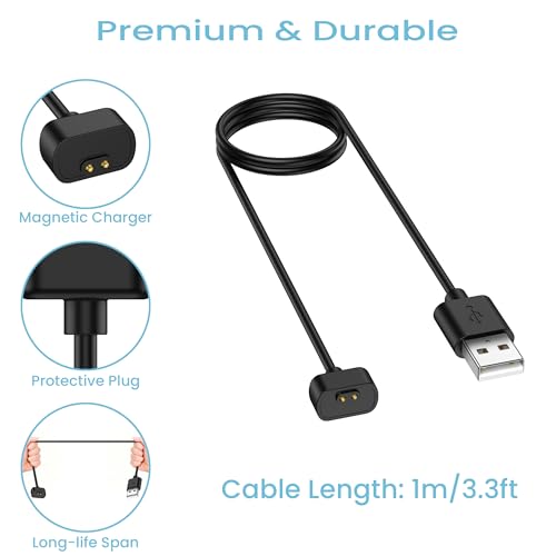 USB A & C Charging Cable for Amazfit Band 7 - 2 Pack, 3.3ft