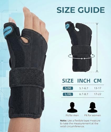 Nisrok Adjustable Left Hand Blue Wrist Brace for De Quervain's, Carpal Tunnel, Tendonitis, Arthritis - L/XL