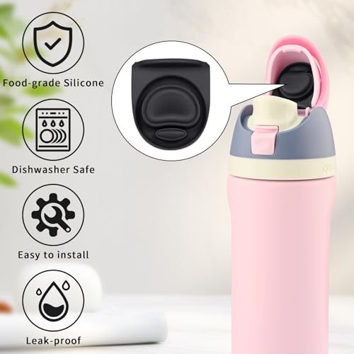 4-Pack Silicone Replacement Stopper for Water Bottle - Black
