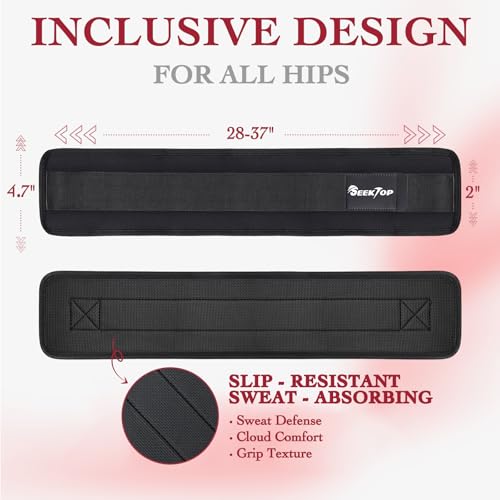 Adjustable Hip Thrust Belt - Anti-Slip Booty Belt for Glutes - Black