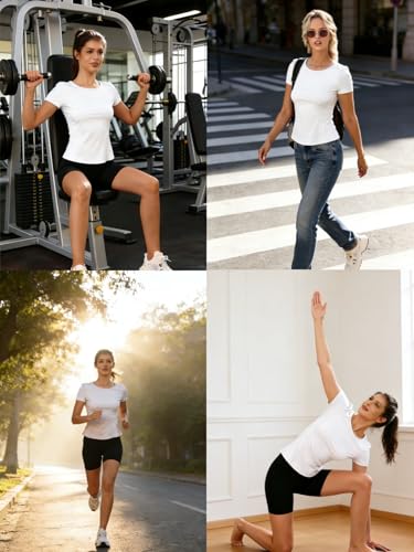 Women's Short Sleeve Fitted Workout Top - Yoga Gym T-Shirt