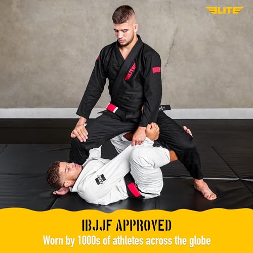 BJJ GI for Men - IBJJF Kimono with Preshrunk Fabric & Belt - Premium Black