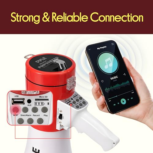 50W Megaphone Bullhorn Speaker with Siren & USB/AUX Inputs