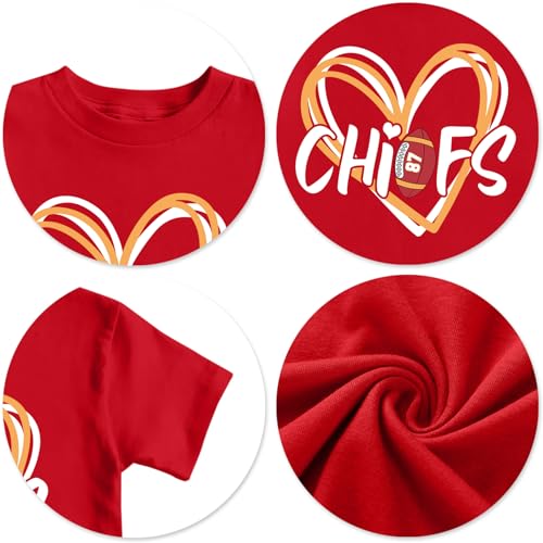 Kids Football Game Day T-Shirt - Short Sleeve Tee Red - 9-10 Years