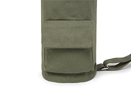 Yoga Mat Bag - Army Green Canvas with Adjustable Strap