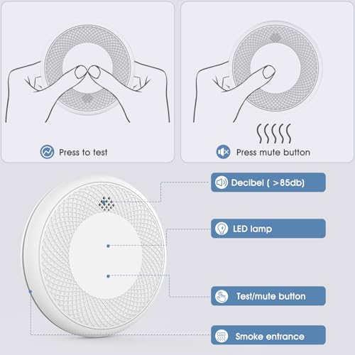 2-in-1 10 Year Battery Operated Smoke and CO Detector, Test Button and Loud 85 dB Alarm,Easy Installation (2 Pack)
