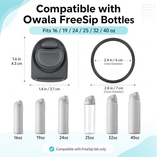 Joshey Replacement Rubber Seal Gasket Stopper Set for Owala FreeSip 16/19/24/25/32/40oz (Variation 8)