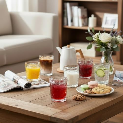 Dicunoy 8 oz Juice Drinking Glasses Set - Heavy Base Crystal Beverage Cups