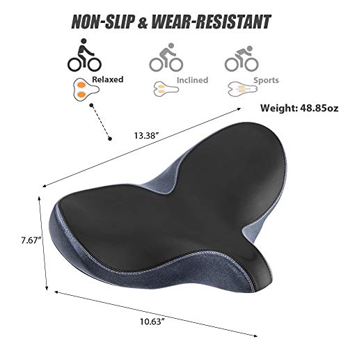YLG Oversized Waterproof Bike Seat Replacement - Universal Fit Bicycle Saddle for Women & Men, Outdoor Variation