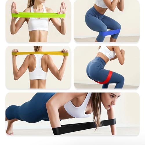 Resistance Bands Set of 5 - Natural Latex Exercise Loop Bands with 5 Levels
