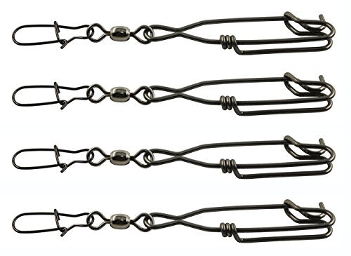 JSHANMEI 10pcs Stainless Steel Longline Fishing Snap Clips with Duo Lock Swivels for Saltwater Tuna & Decoys