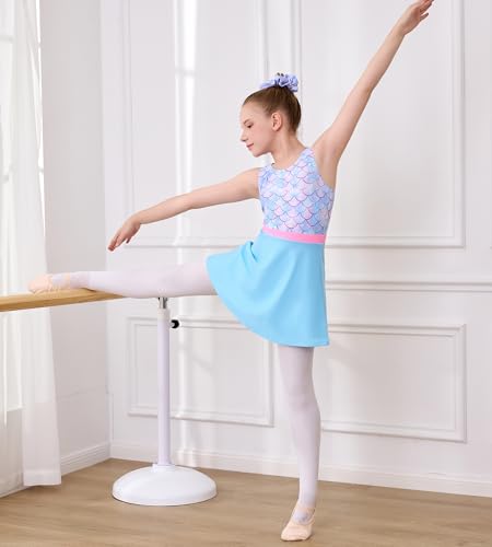 Girls Dance Leotard - Baby Blue Fish Scale 4-5T Gymnastics Unitard