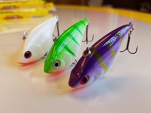 Rippin' Shad Lipless Crankbait - Glo Tiger Shrimp 1.5" (1/8 Oz) - Freshwater Fishing Lure for Bass, Walleye, Trout