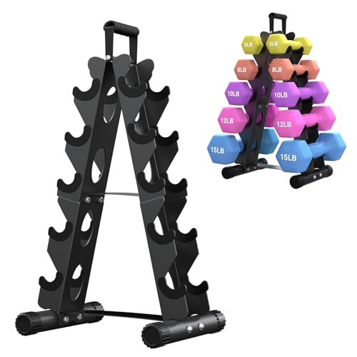 5-Tier Dumbbell Rack Stand - A-Frame Design, Black