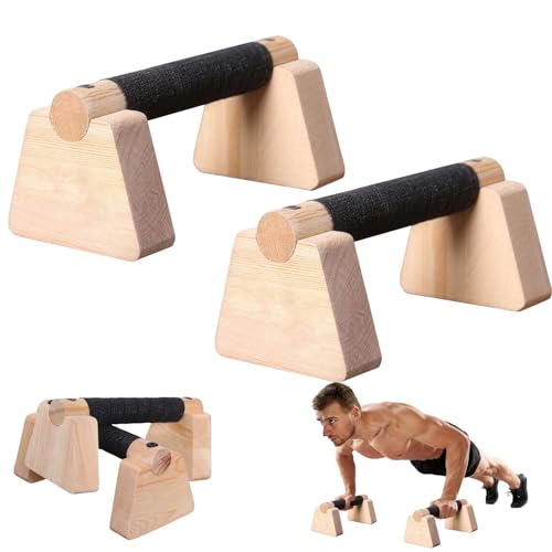 Wooden Parallettes Bars - Premium Push Up Handles for Strength & Balance - 25CM