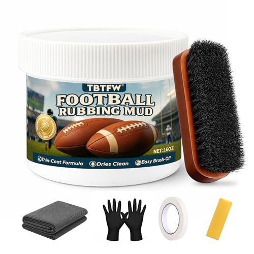 Football Rubbing Mud Kit - 16oz Conditioning Mud with Brush, Towel & Gloves