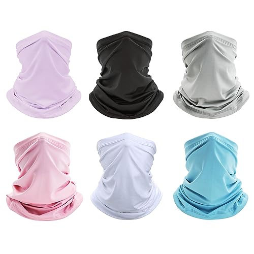 Finvizo 6-Pack Neck Gaiter Face Mask, Multicolor Light - UV Sun Protection