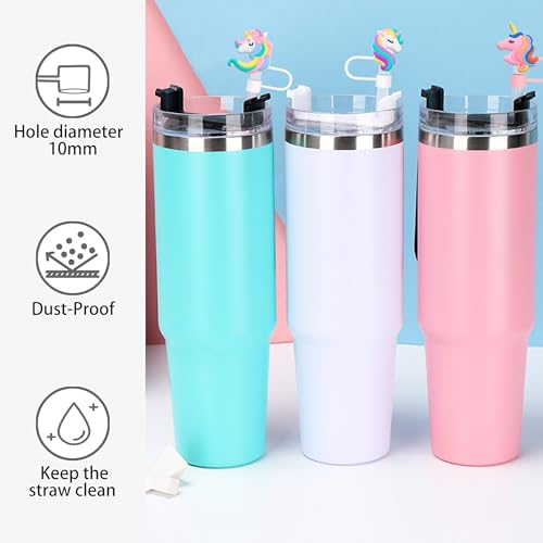 4PCS Silicone Straw Toppers - Unicorn Design for 10mm Straws